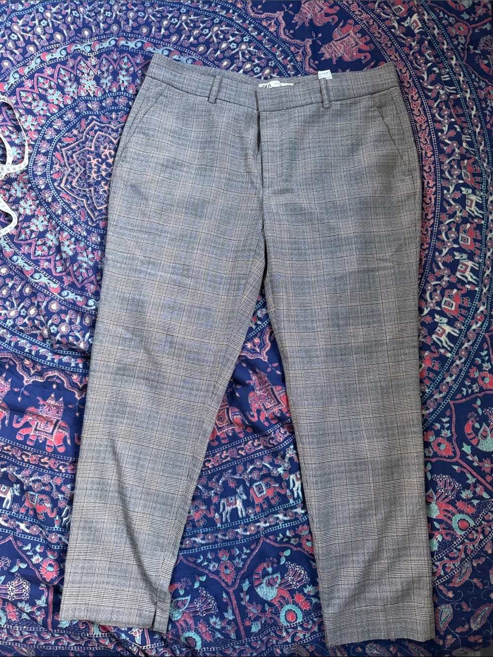 Zara Gray Plaid Dress Pants